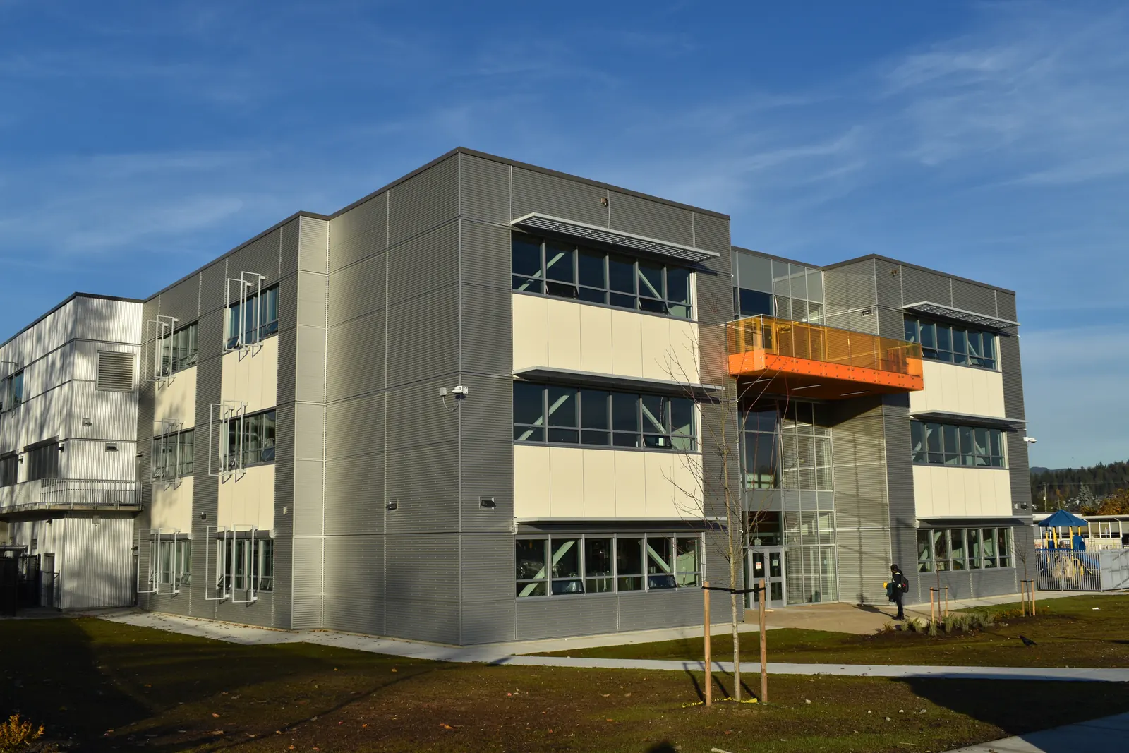 North Burnaby Secondary: commercial exterior cladding in Burnaby, BC by L2 Group — Trespa phenolic panels