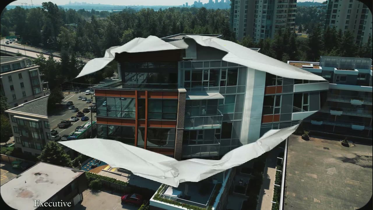 Executive on the Park — aerial drone film of exterior siding and cladding by L2 Group in West Vancouver
